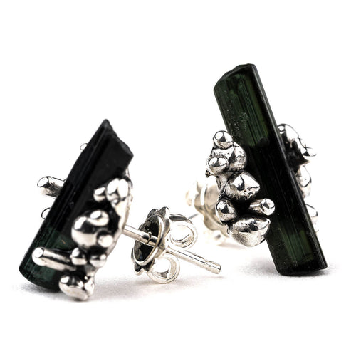Green Tourmaline Sterling Silver Earrings - One of a Kind