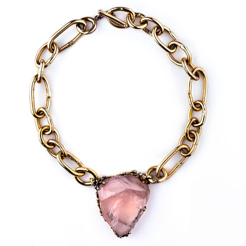 Bold Crystal necklace with Rose Quartz