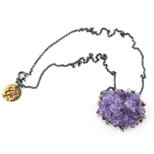 Amethyst Druzy Necklace - Unique Piece - Giardinoblu Jewellery Milan