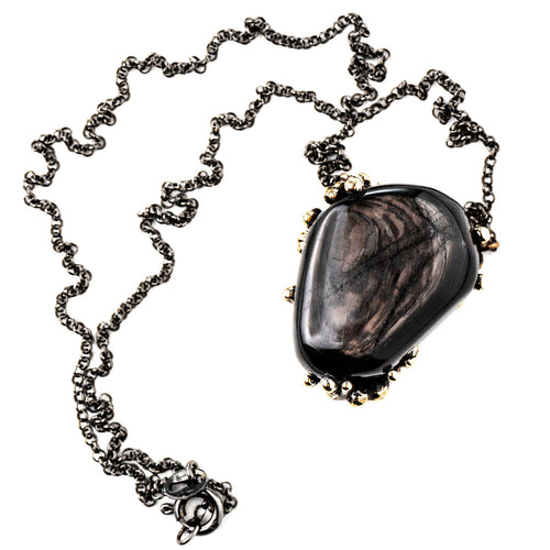 Silver Obsidian Necklace - One of a Kind