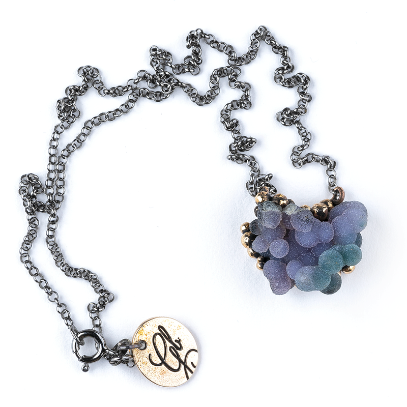Grape Agate (Purple Chalcedony) Necklace - Unique Piece