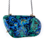 Azurite Malachite Chrysocolla Statement Necklace - Unique Piece - Giardinoblu Jewellery Milan