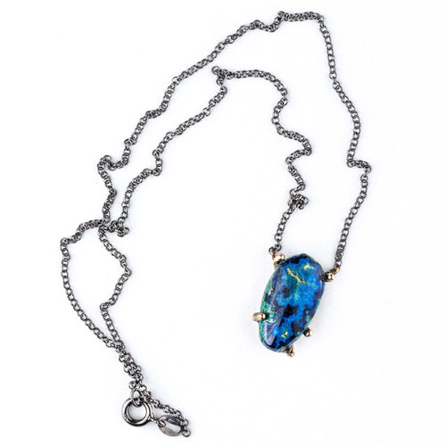 Azurite Malachite Chrysocolla Necklace - Unique Piece - Giardinoblu Jewellery Milan