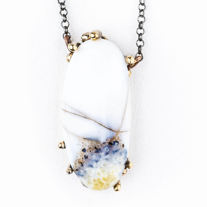 White Dendritic Opal Necklace - One of a Kind
