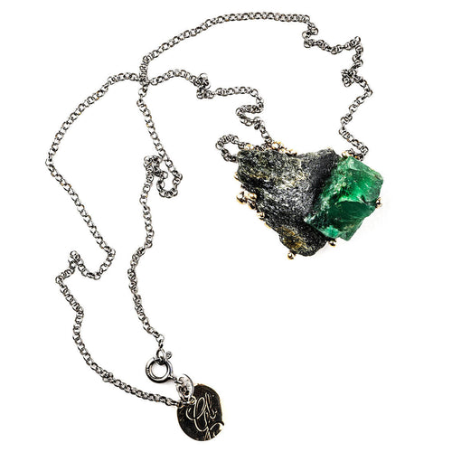 Emerald Necklace (Emerald on Martix) - Unique piece