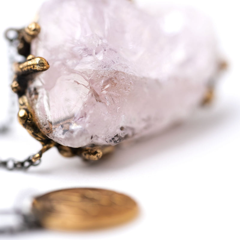 Morganite Necklace - Crystal healing jewelry by Giardinoblu