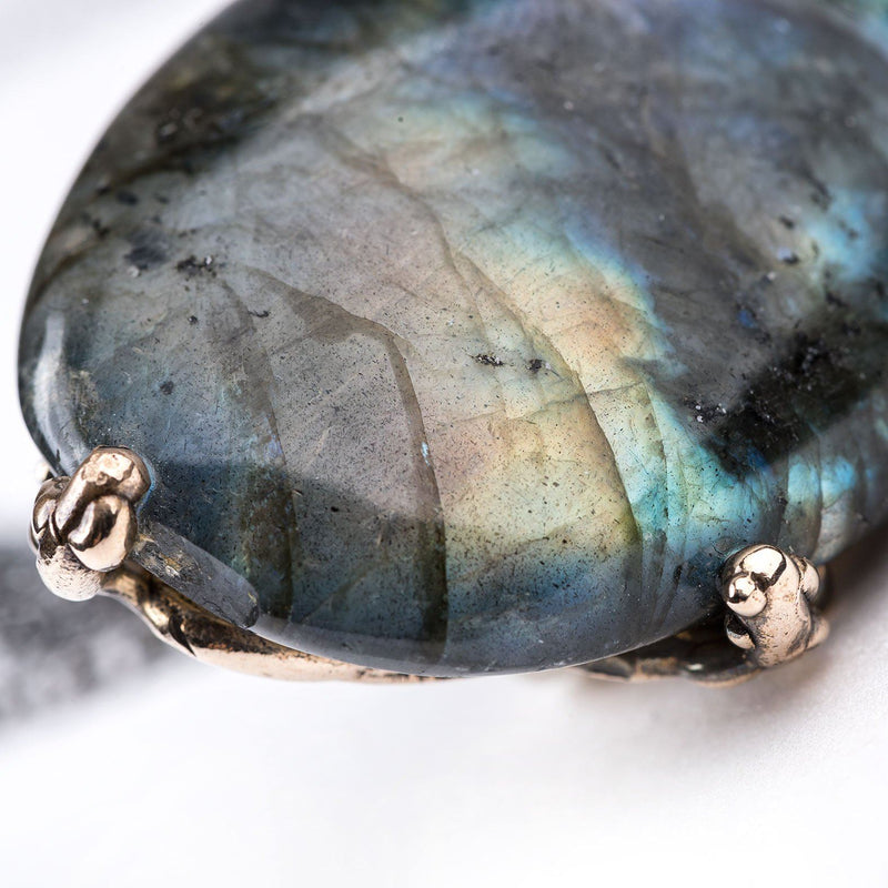 Labradorite Necklace - One of a Kind Pendant - Giardinoblu Jewellery Milan