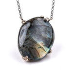 Labradorite Necklace - One of a Kind Pendant - Giardinoblu Jewellery Milan