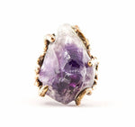 Raw Tip Amethyst Ring - One of a Kind Statement - Giardinoblu Jewellery Milan