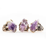 Raw Tip Amethyst Ring - One of a Kind Statement - Giardinoblu Jewellery Milan