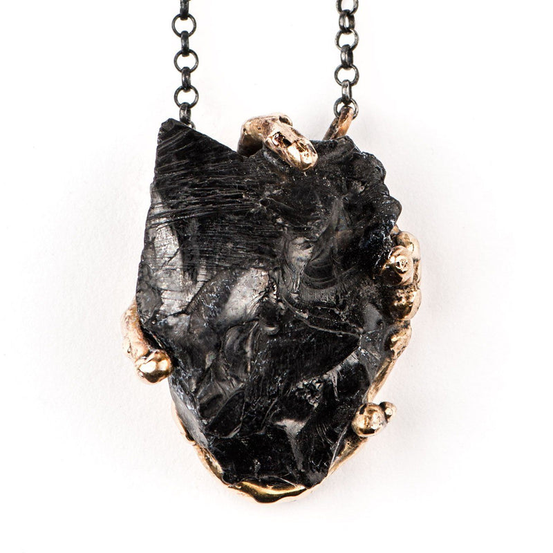 Silver Shungite Pendant with Silver Chain - One of a kind - Giardinoblu Jewellery Milan