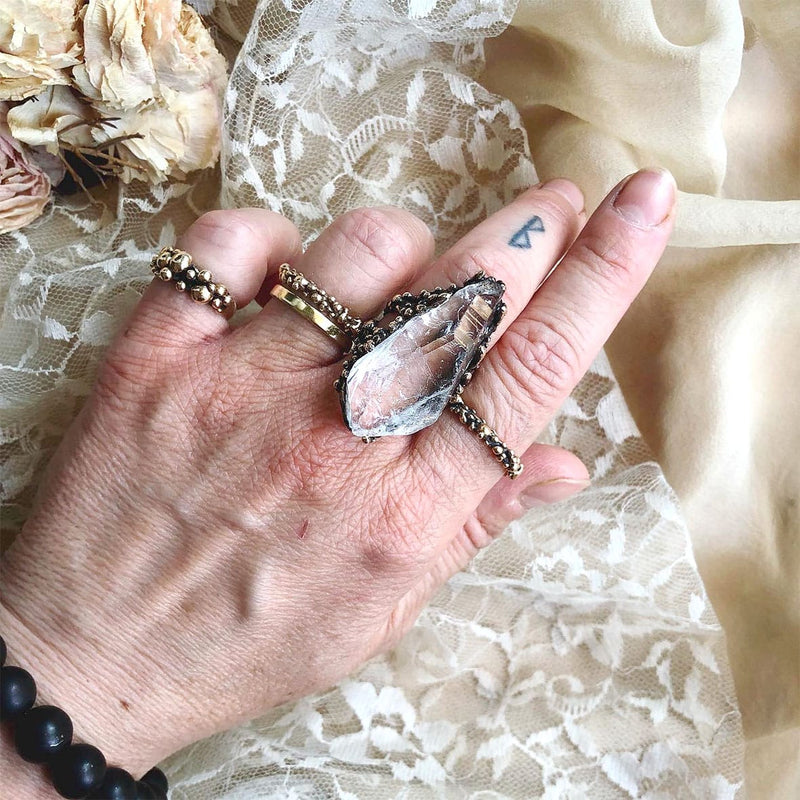 Clear Quartz Statement Ring - Unique Piece