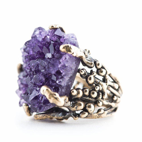 Amethyst Druzy Ring - One of a Kind Crystal Statement
