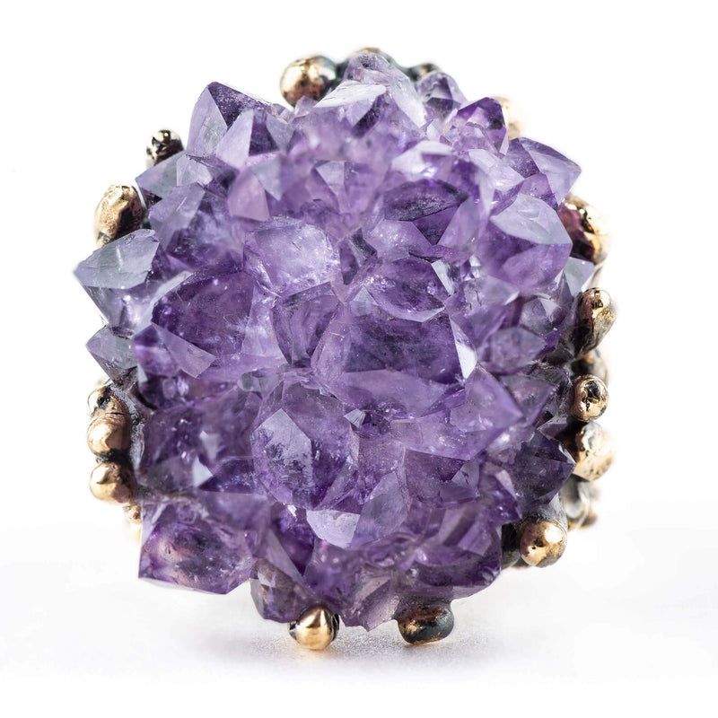 Amethyst Druzy Ring - Unique Piece Crystal Statement - Giardinoblu Jewellery Milan