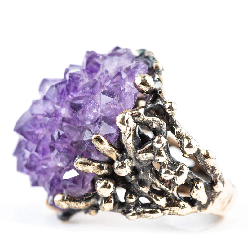 Amethyst Druzy Ring Crystal Healing jewelry